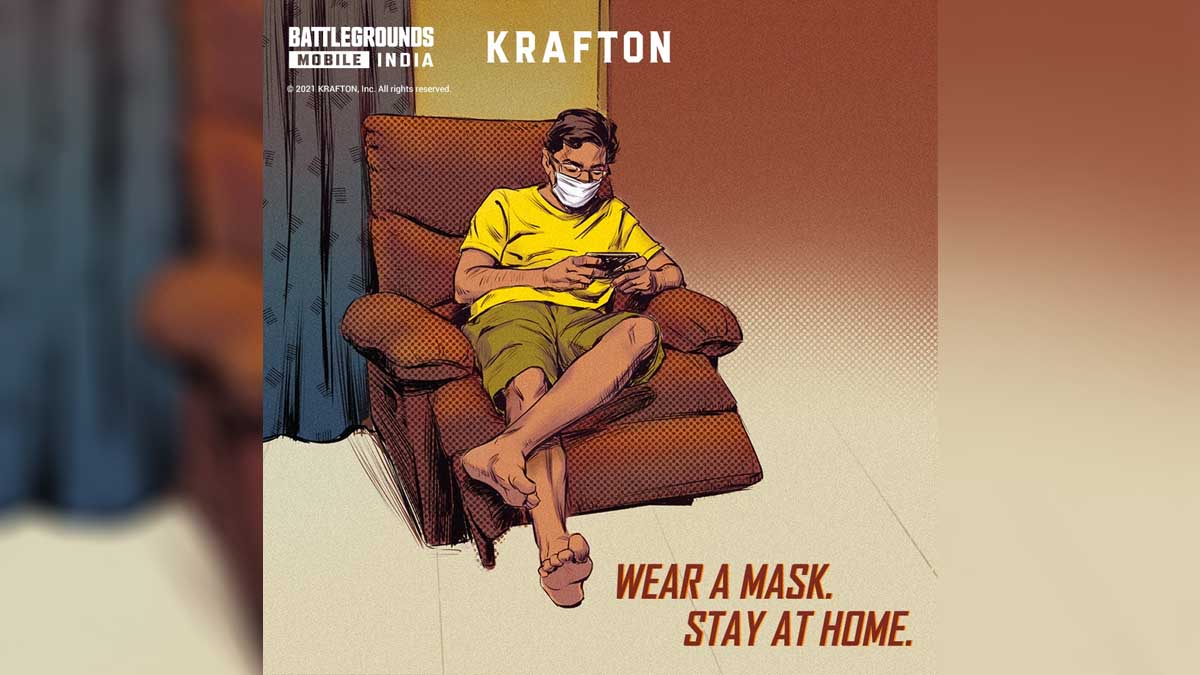 Battlegrounds Mobile India poster with Wear a Mask, Stay at Home message for coronavirus COVID 19 Battlegrounds Mobile India poster with Wear a Mask, Stay at Home message for coronavirus COVID 19